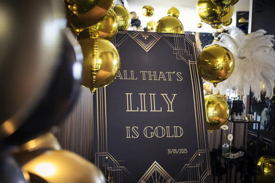 Black and gold event styling detail