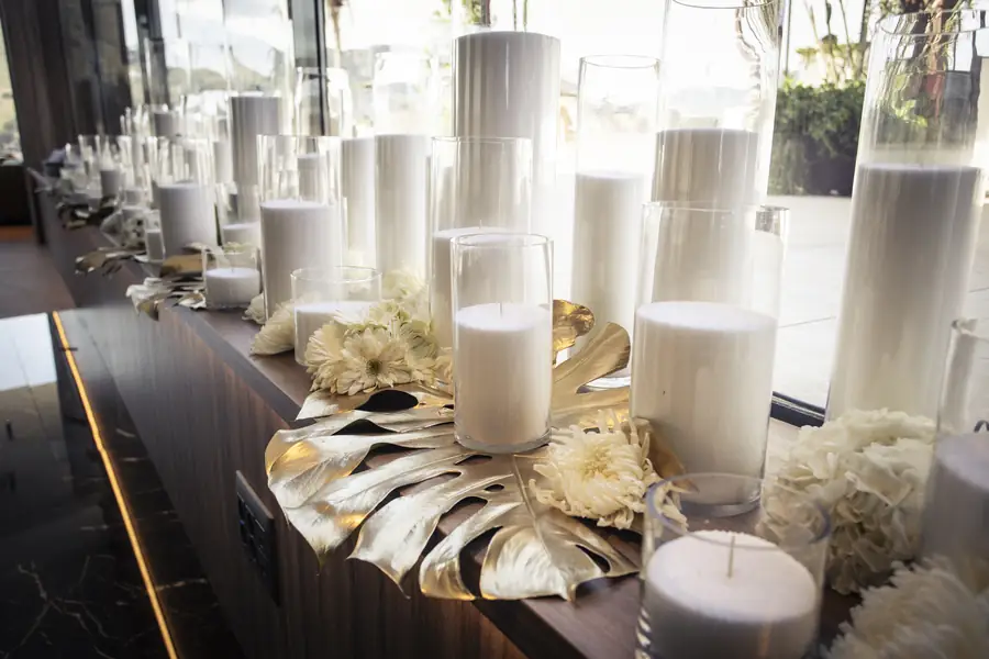 Black and gold event decor detail